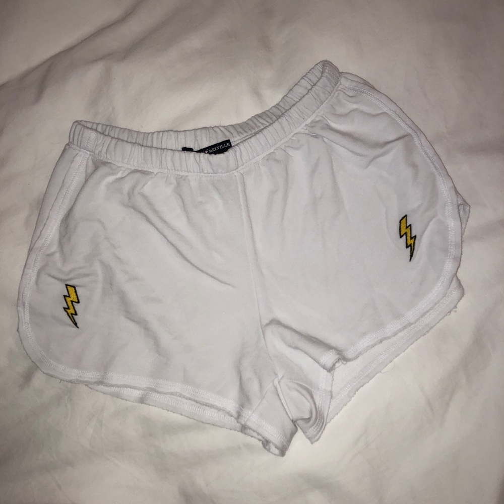 NWT white terry shorts w lightening bolts